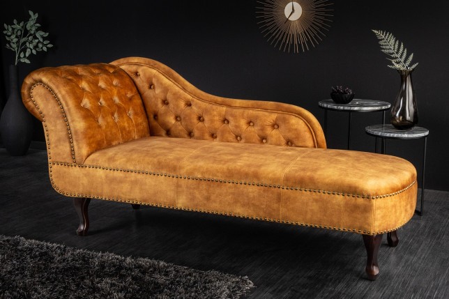 Recamiere Chesterfield 170cm velours moutarde