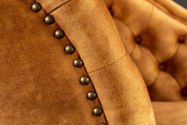 Recamiere Chesterfield 170cm velours moutarde
