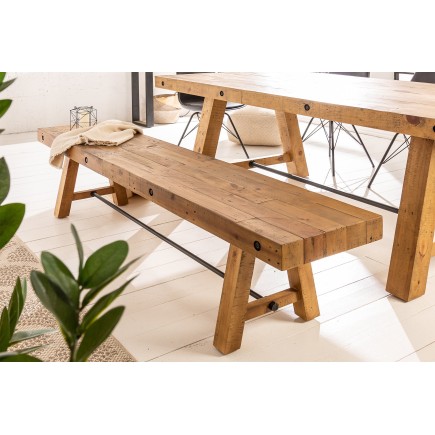 Banc FINCA 165cm Pin Recyclé Vintage Brun