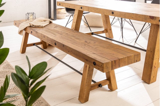 Banc FINCA 165cm Pin Recyclé Vintage Brun
