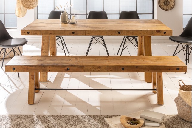 Banc FINCA 165cm Pin Recyclé Vintage Brun