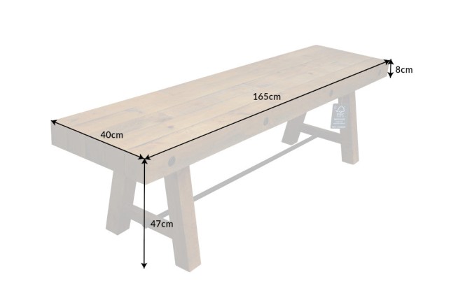Banc FINCA 165cm Pin Recyclé Vintage Brun