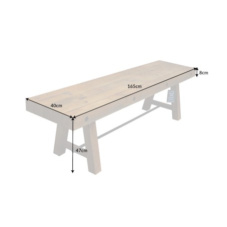 Banc FINCA 165cm Pin Recyclé Vintage Brun