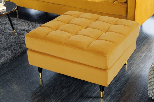 Tabouret COZY VELVET 80cm velours moutarde
