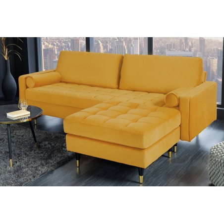 Tabouret COZY VELVET 80cm velours moutarde