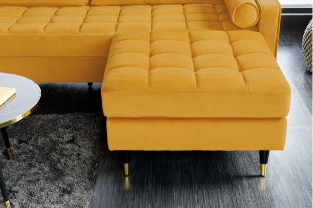 Tabouret COZY VELVET 80cm velours moutarde