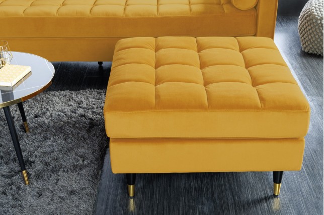Tabouret COZY VELVET 80cm velours moutarde