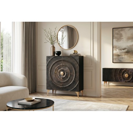 Buffet haut GOLDEN SUNSET 120cm manguier noir et doré 2