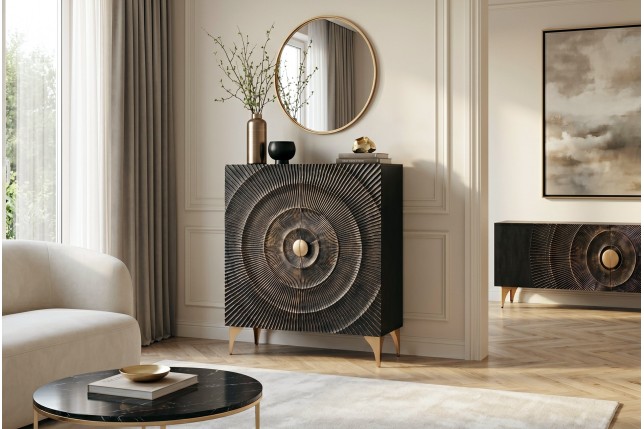 Buffet haut GOLDEN SUNSET 120cm manguier noir et doré