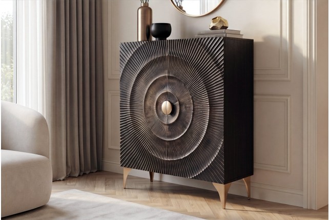 Buffet haut GOLDEN SUNSET 120cm manguier noir et doré