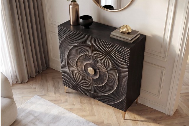 Buffet haut GOLDEN SUNSET 120cm manguier noir et doré