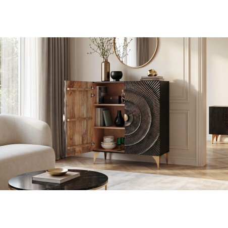 Buffet haut GOLDEN SUNSET 120cm manguier noir et doré