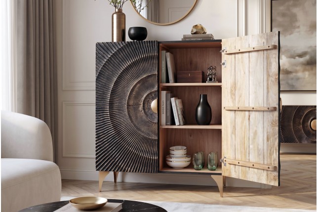 Buffet haut GOLDEN SUNSET 120cm manguier noir et doré