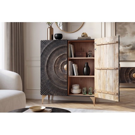 Buffet haut GOLDEN SUNSET 120cm manguier noir et doré