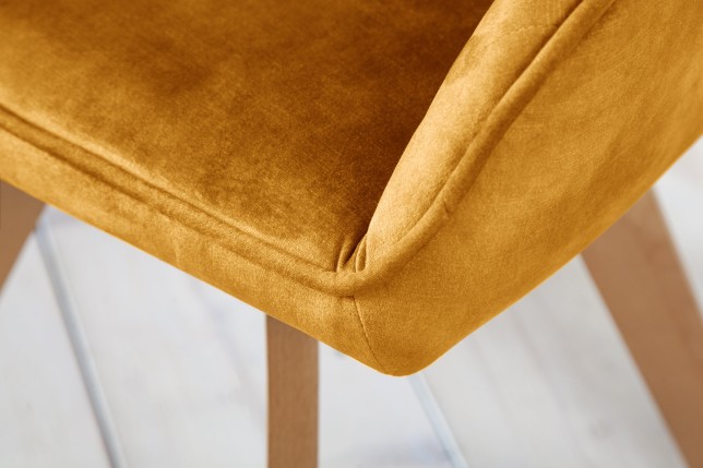 Fauteuil pivotant LIVORNO velours jaune moutarde 180°