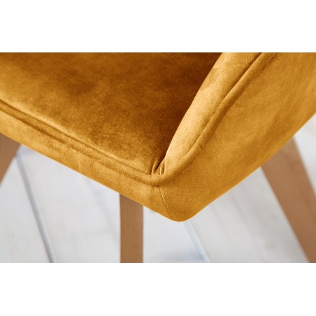 Fauteuil pivotant LIVORNO velours jaune moutarde 180°