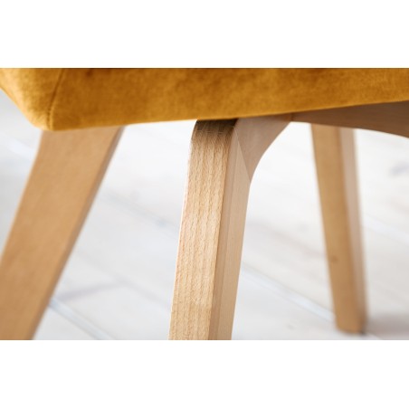 Fauteuil pivotant LIVORNO velours jaune moutarde 180°