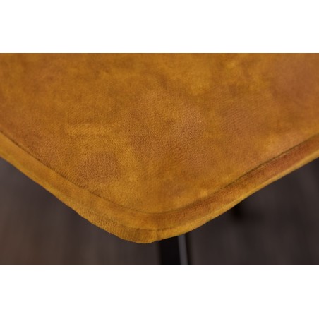 Chaise AMSTERDAM rétro velours jaune moutarde - Lot de 4