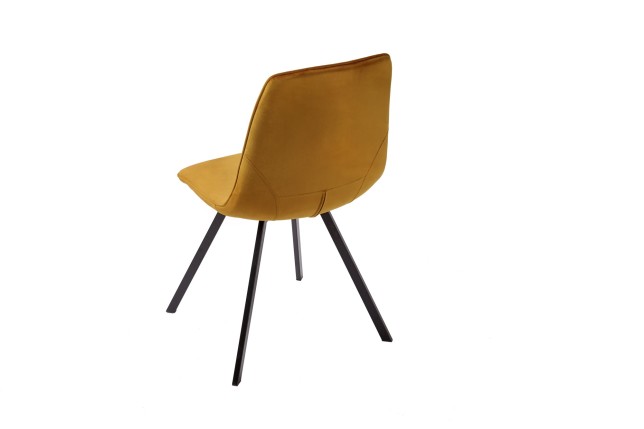 Chaise AMSTERDAM rétro velours jaune moutarde - Lot de 4