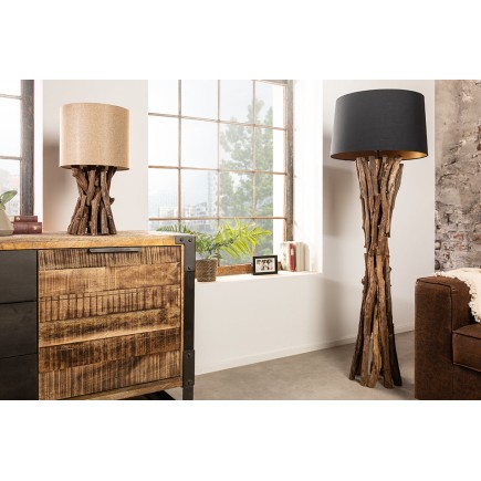 Lampe à poser HARMONY NATURE teck et lin beige 50cm 2