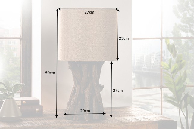 Lampe à poser HARMONY NATURE teck et lin beige 50cm