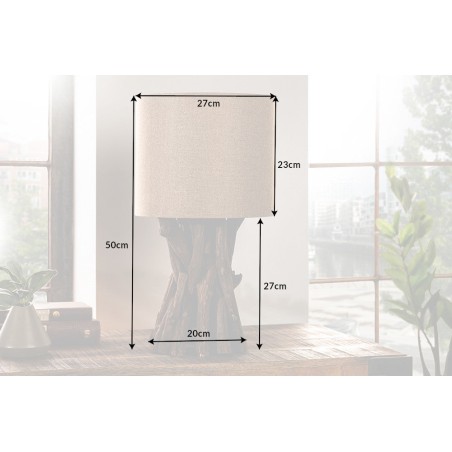 Lampe à poser HARMONY NATURE teck et lin beige 50cm