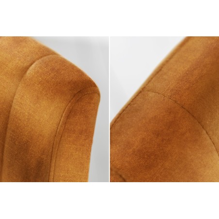 Tabouret de bar PORTLAND velours moutarde réglable