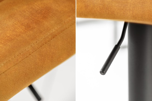 Tabouret de bar PORTLAND velours moutarde réglable