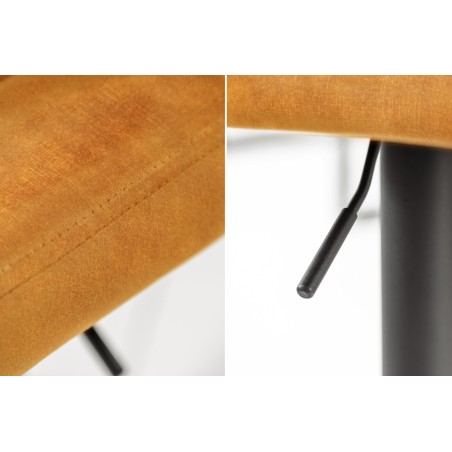 Tabouret de bar PORTLAND velours moutarde réglable