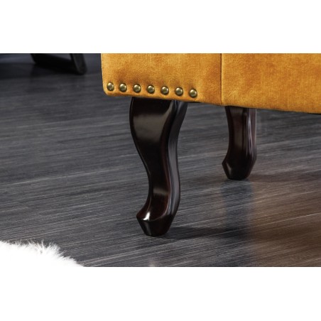 Repose-pieds Chesterfield velours jaune moutarde