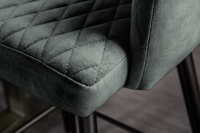 Chaise de bar PARIS velours gris vert - Lot de 2