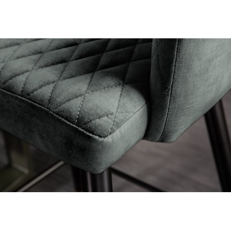 Chaise de bar PARIS velours gris vert - Lot de 2