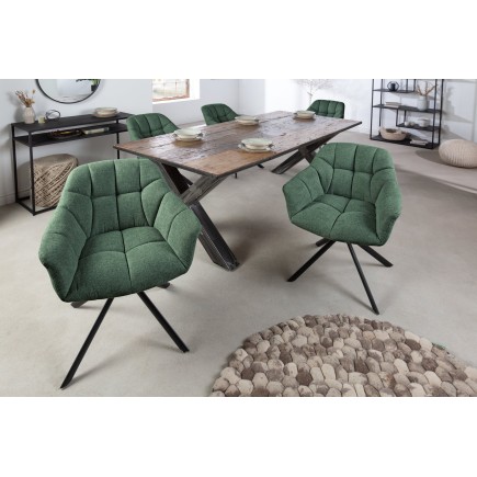 Fauteuil pivotant PAPILLON 180° tissu vert foncé
