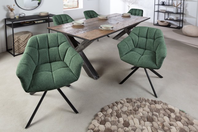 Fauteuil pivotant PAPILLON 180° tissu vert foncé