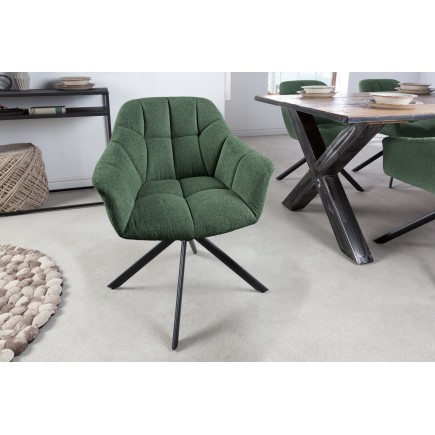 Fauteuil pivotant PAPILLON 180° tissu vert foncé 2
