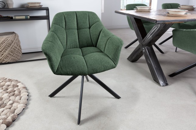 Fauteuil pivotant PAPILLON 180° tissu vert foncé