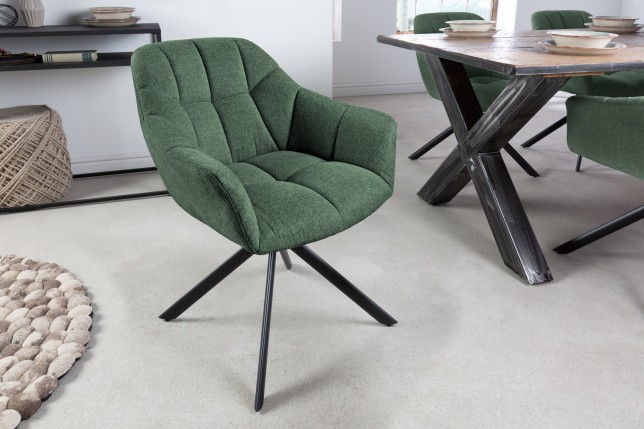 Fauteuil pivotant PAPILLON 180° tissu vert foncé
