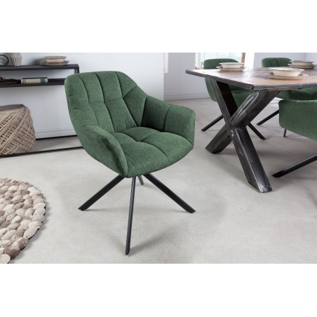Fauteuil pivotant PAPILLON 180° tissu vert foncé
