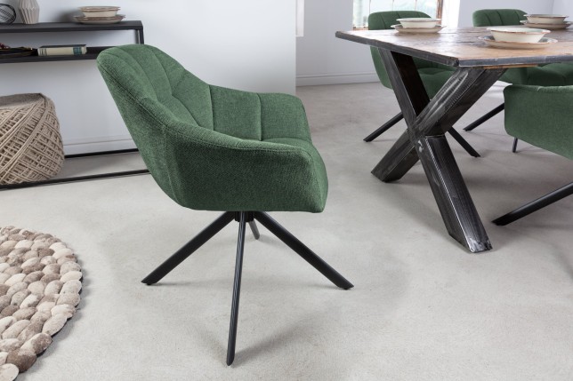 Fauteuil pivotant PAPILLON 180° tissu vert foncé