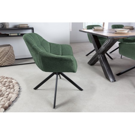 Fauteuil pivotant PAPILLON 180° tissu vert foncé