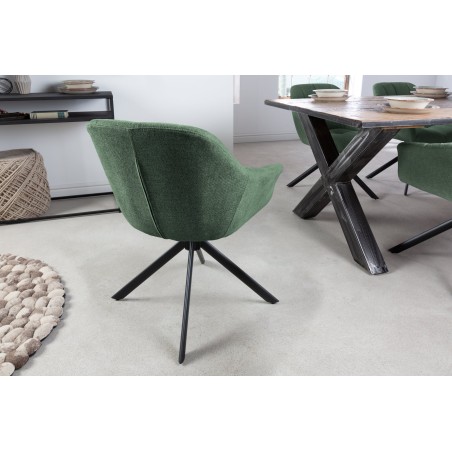 Fauteuil pivotant PAPILLON 180° tissu vert foncé