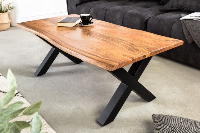 Table basse MAMMUT 120cm acacia massif finition miel