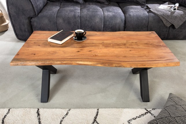 Table basse MAMMUT 120cm acacia massif finition miel