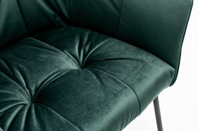 Chaise LOFT velours vert avec accoudoirs - Lot de 2