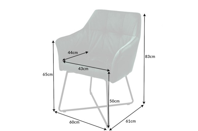 Chaise LOFT velours vert avec accoudoirs - Lot de 2