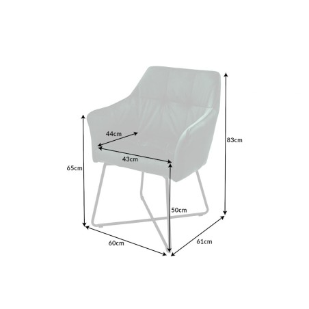 Chaise LOFT velours vert avec accoudoirs - Lot de 2