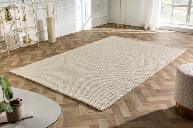 Tapis Laine Beige 160x240 cm Fait Main | Sol Chauffant