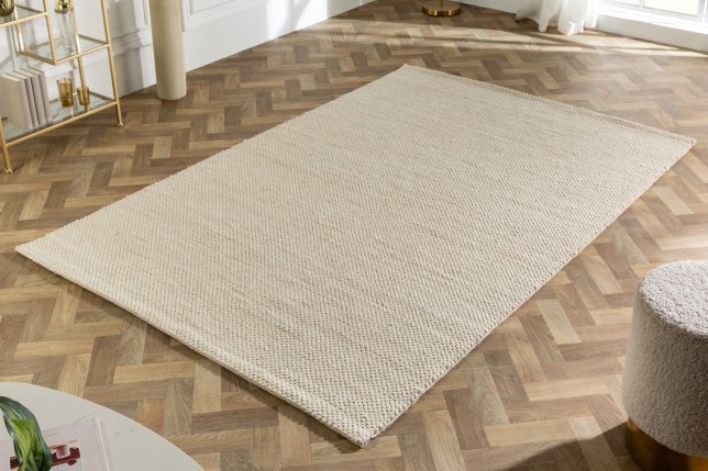 Tapis Laine Beige 160x240 cm Fait Main | Sol Chauffant
