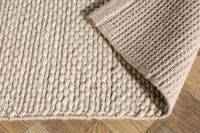 Tapis Laine Beige 160x240 cm Fait Main | Sol Chauffant