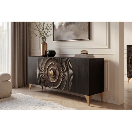 Buffet Bas GOLDEN SUNSET 180cm Manguier Noir 3D